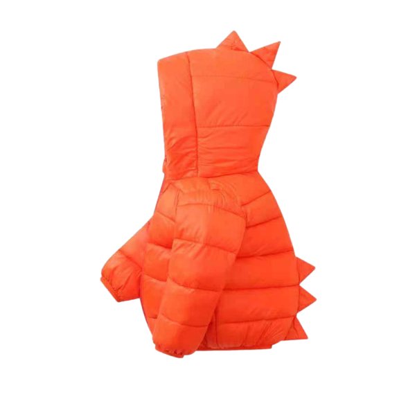 YUGYXL Dinosaur Hooded Warm Jackets Toddler Girl Winter Lightweight Puffer Jacket Cute Solid Color Zipper Down Coat Brithday Gift for Toddler Orange,7-8Years