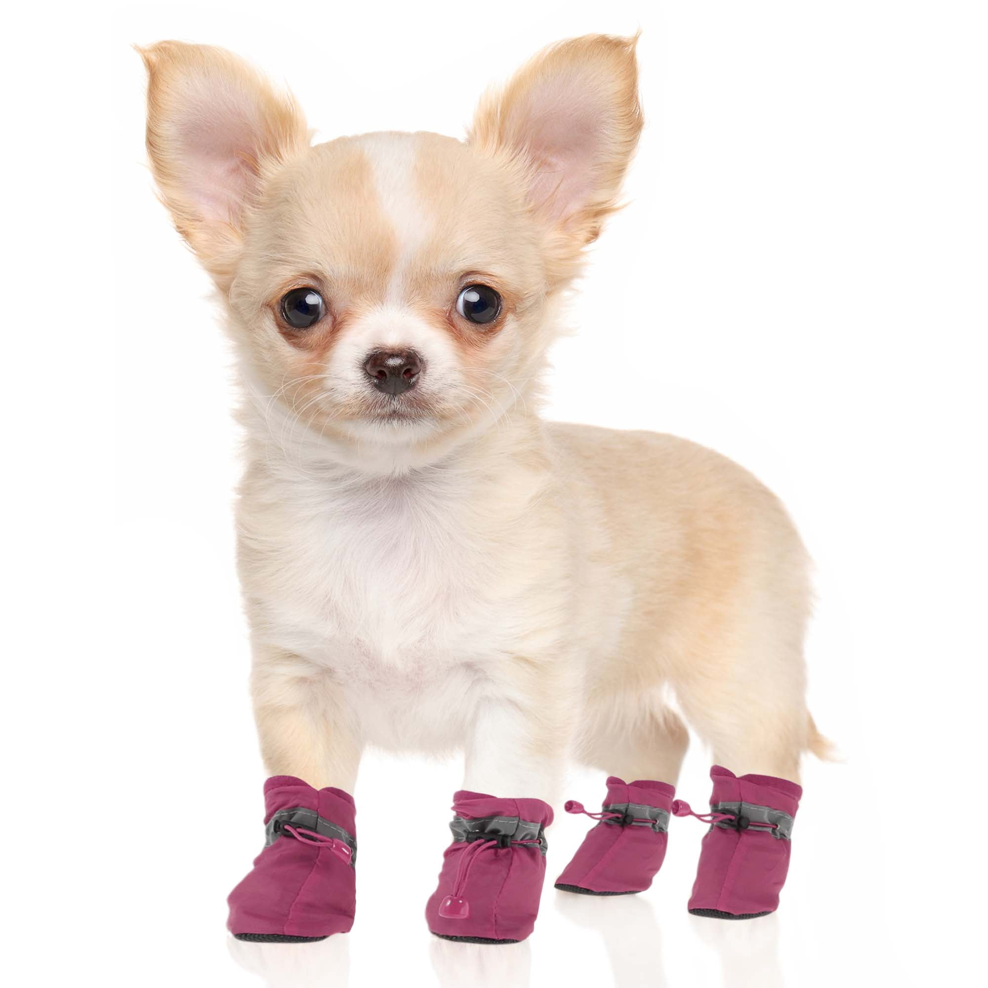 Unique Bargains Pack of 4 Waterproof Dog Shoes with Adjustable Straps Rose Red XS