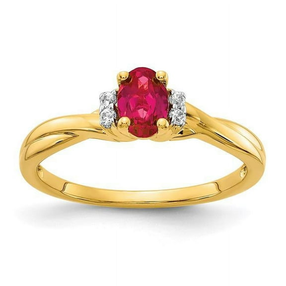 Primal Gold 14 Karat Yellow Gold Diamond and Ruby Ring