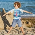 thumbnail image 3 of FORMRS Boys Rash Guard with Short Sleeves UPF 50+ Swim Shirts Sizes 3-12T, Green Sailboats, 3 of 6