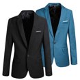 thumbnail image 4 of CAROOTU Spring Autumn Men Blazer Long Sleeve Solid Color Slim Casual Thin Suit Jacket Plus Size, 4 of 7