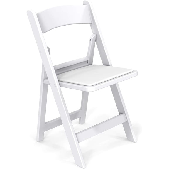 White Resin Folding Chair with Padded Cushion, Set of 1, Foldable Seat for Indoor & Outdoor Use