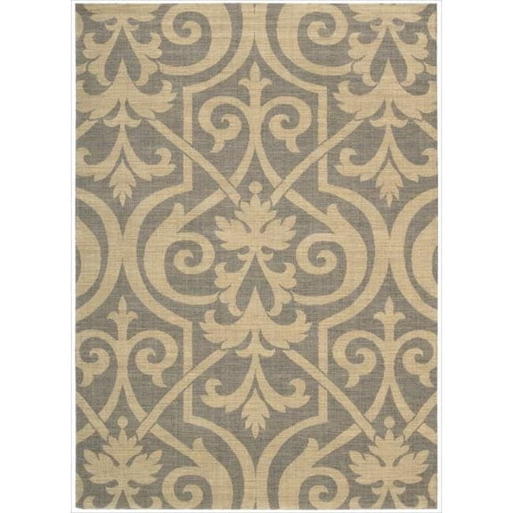 Nourison  Riviera RI04 Area Rug Grey 5' 3" x 7' 5" Latex Free Wool,Synthetic,Viscose 5' x 8' Indoor,Accent Living Room,Bedroom,Dining Room Beige