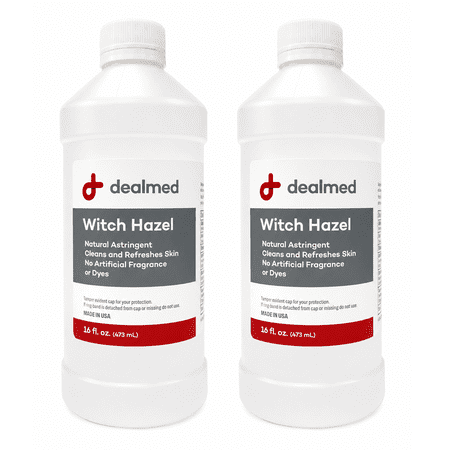 Dealmed Witch Hazel 16 oz. | Natural Astringent Cleans and refreshes Skin | No Artificial Fragrance or Dyes (2 Pack)