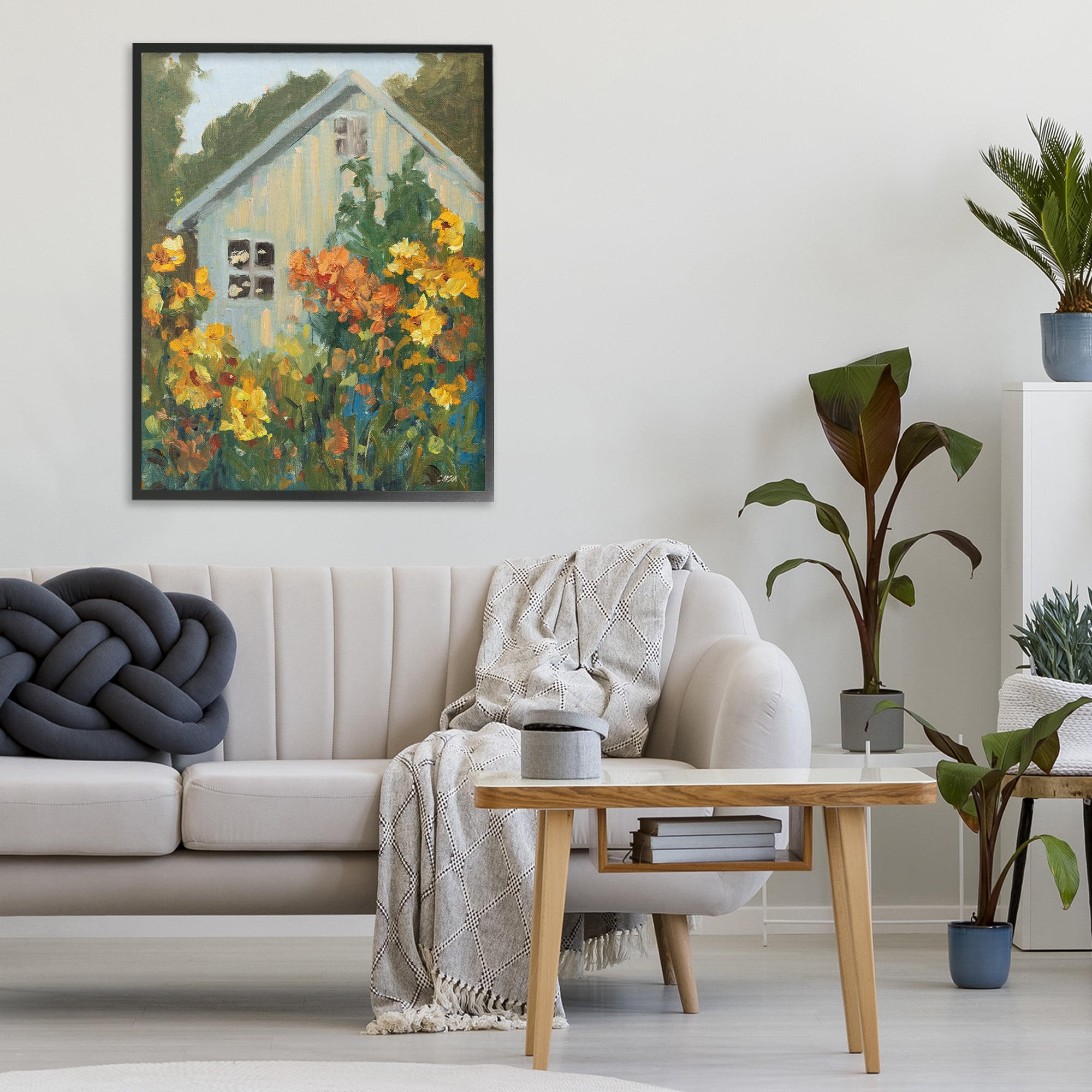 Stupell Industries Sunlit Cottage Garden View Black Framed Giclee Art, design by Carson Overstreet