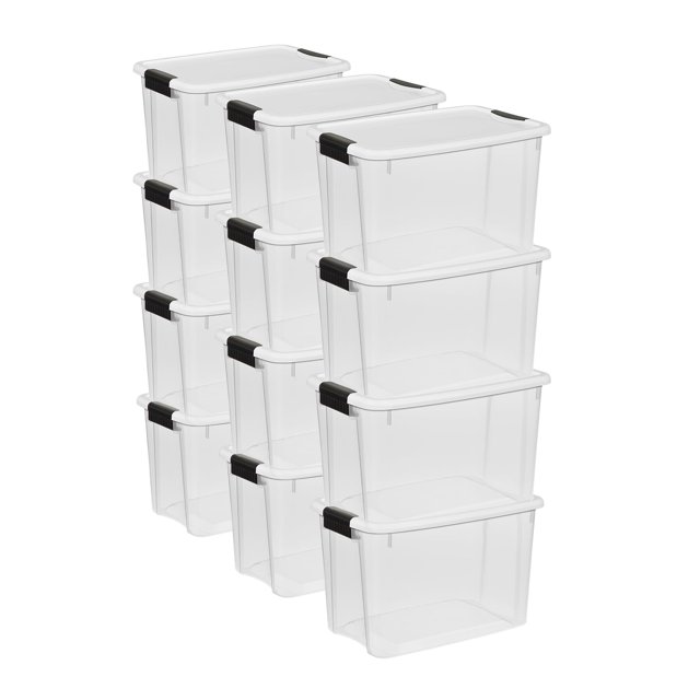 Caja de almacenamiento Sterilite Ultra Latching de 30 cuartos de galón, paquete de 12 unidades, transparente