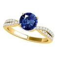 thumbnail image 2 of Mauli Jewels Engagement Rings for Women 1.20 Carat Halo Sapphire And Diamond Bridal Set 4-prong 14k Yellow Gold, 2 of 5