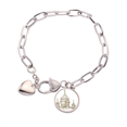 thumbnail image 1 of Iglesia dibujo paisaje país City Landmark ilustración patron Pulsera de cadena de corazón joyería encanto moda, 1 of 3