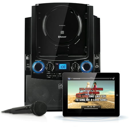 Singing Machine Bluetooth Mobile Karaoke System with Resting Tablet Cradle, Microphone, and Free Karaoke App