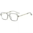 thumbnail image 1 of Lunettes de Soleil Rétro à Double Ponts pour Femmes, Mode Dégradé Rose, Lunettes de Soleil Carrées Bleu Léopard Creux Tendance pour Hommes, 1 of 4
