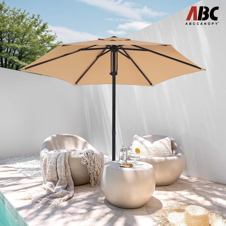 ABCCANOPY 7.5ft Market Patio Umbrella, Hand Push, Khaki photo 2