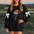 thumbnail image 4 of Ladies' Christmas Printed Bow Round Neck Long Sleeved Loose Pullover Sweater Sweatshirt Top, Elegant Fall Winter Fashion with Soft Fabric for Holiday Parties,Black,L, 4 of 6