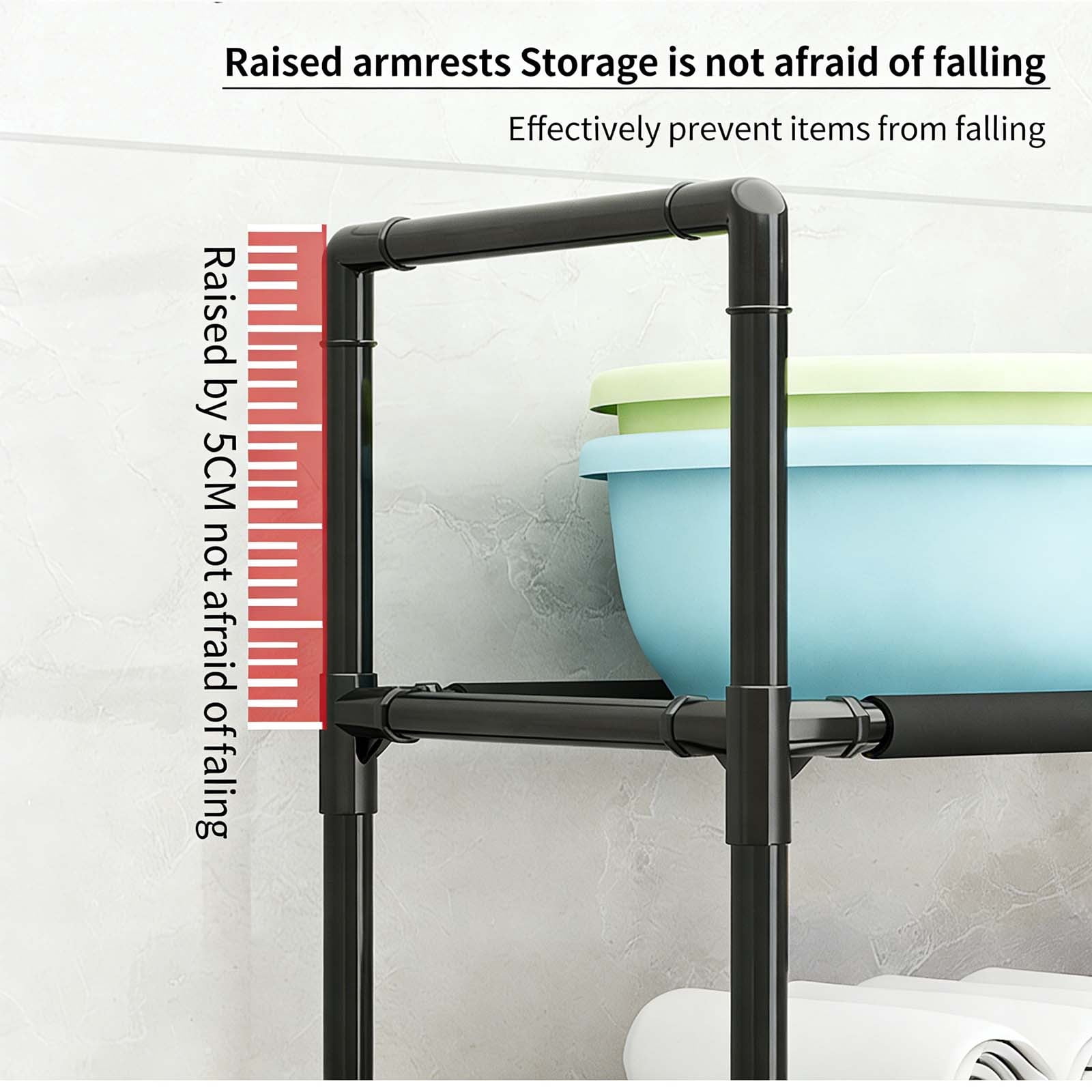Over Washer and Dryer Storage Shelf - Portable Stacking Kit for Laundry Room, Over Toilet Bathroom Organizer & Above Toilet Storage Shelf