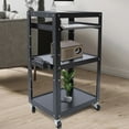 thumbnail image 2 of Fichiouy 42" AV Cart Free Standing Desk with Pullout Keyboard Tray&Wheels for Home Office Black, 2 of 10
