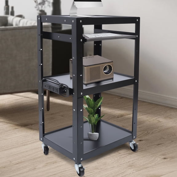 CNCEST 42" 3-Tier Office Laptop Desk Rolling AV Cart Media Cart Computer Desk Home Office