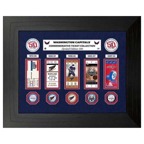 Highland Mint Washington Capitals 50th Anniversary Deluxe Ticket Collection 12" x 15" Silver Coin Photo Mint
