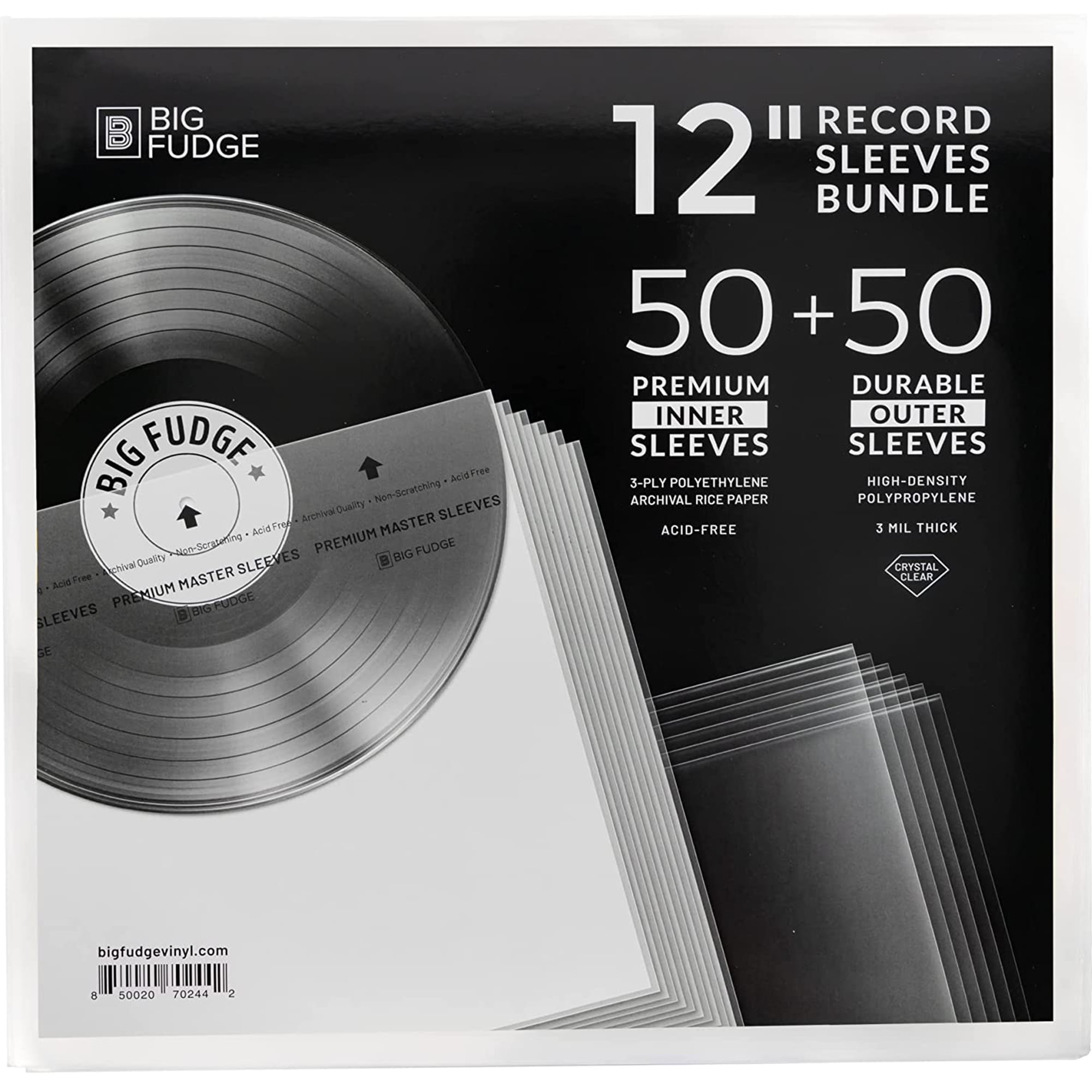 12 Vinyl Record Sleeves Inner 50 Pack, Thicker 3-Ply anti Static Archival  LP