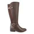 thumbnail image 2 of KAREN SCOTT Womens Brown Crocodile Wide Calf Studded Leandraa Almond Toe Block Heel Zip-Up Riding Boot 9 M WC, 2 of 4