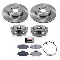 PowerStop Front Stock Replacement Brake Pad and Rotor Kit with Calipers Fits: MINI COOPER Select Models KCOE8842