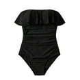 thumbnail image 4 of Lopeceal Strapless One Piece Swimsuits for Women Tummy Control Bandeau Bathing Suits Ruffle Slimming Swimwear, 4 of 4