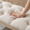 thumbnail image 3 of French Vintage Tufted Bedroom Bench with Carved Wood Legs, 47.2-Inch Linen Upholstered Ottoman for End of Bed and Living Room, Cream, 3 of 10