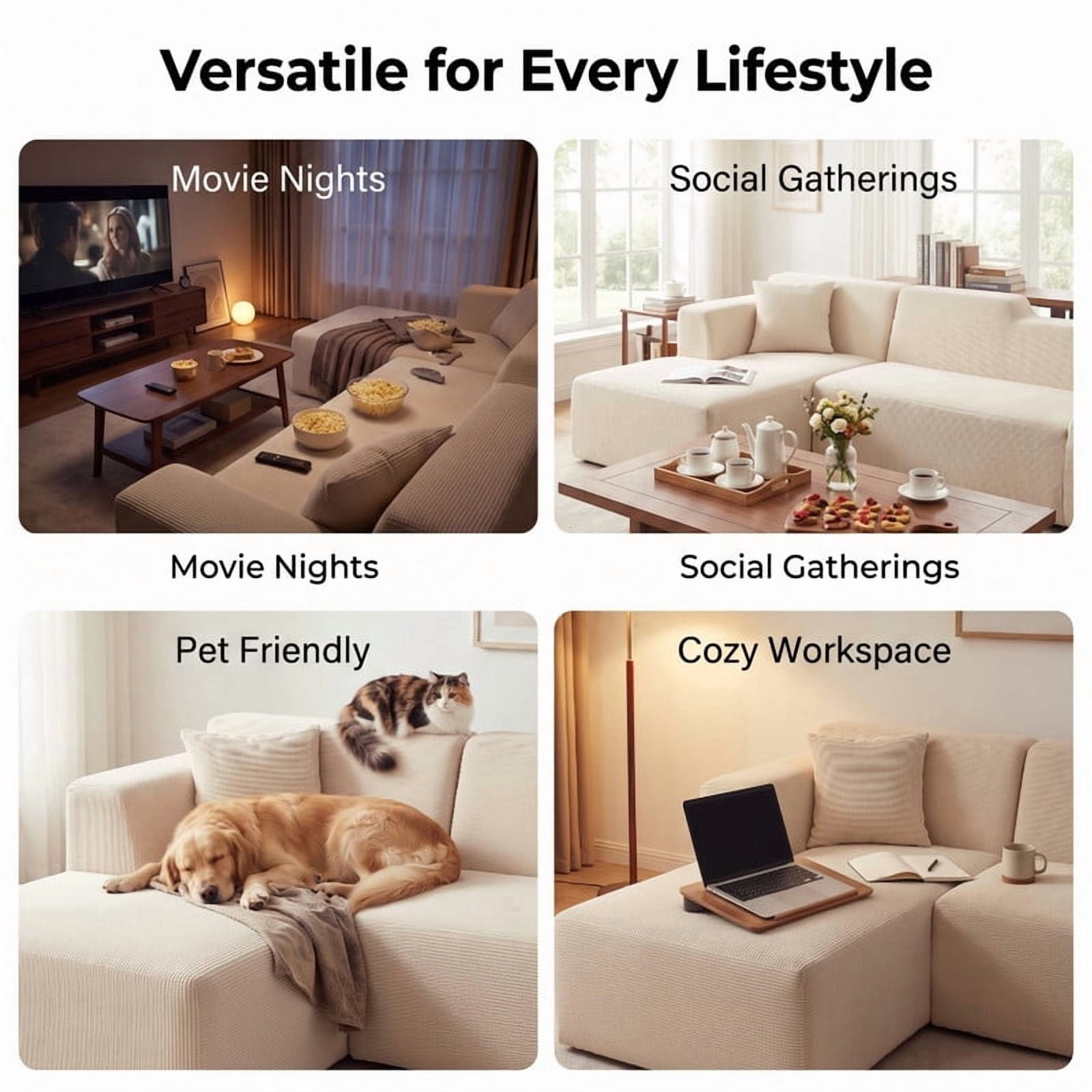 Gewnee 104" Boneless Couch, Cloud Couch Modular Sectional Sofa, L-Shaped Boneless Couches for Living Room, Deep Seat Sleeper Sofa