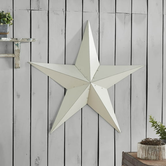 VHC Brands Patriotic Metal Star Distressed 36x36, Independence Day Decor, Decorative Wall Hanging, Rustic Farmhouse Decorations, Creme, Black