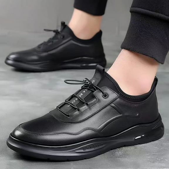 YOUSNH New Men's Casual Leather Shoes Sports and Breathable Spring and Autumn Foreign Trade Men's Shoes Sneakers for Men Black 8.5