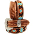 thumbnail image 2 of 49-50  Men's Women Handmade Beaded Basket Weave Tooled Leather Belt 26RT01, 2 of 2