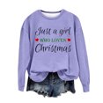 thumbnail image 4 of Wolfast Sweat-Shirt Imprimé de Noël pour Femmes Manches Longues Col Rond Mode Décontractée, Violet, m, 4 of 4