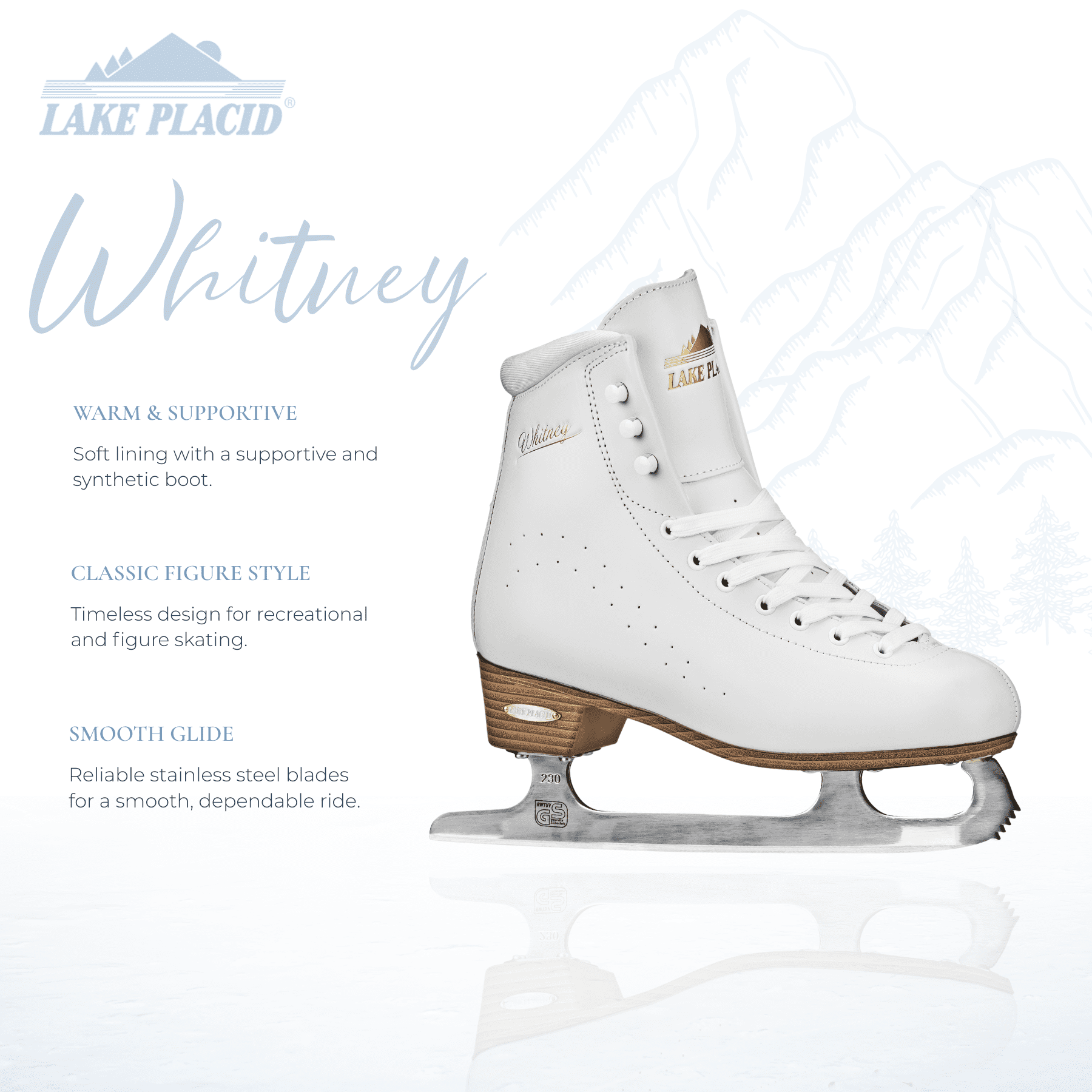 Lake Placid Whitney Women's Traditional Figure Ice Skate White