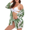 thumbnail image 2 of Txlixc Traje de baño de 3 piezas para mujer, cubierta de manga larga + sujetador cruzado + conjunto de parte inferior de bikini Txlixc  Sexy, 2 of 8