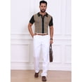 thumbnail image 2 of DARING DIVA Men's Striped Short Sleeves Button Down Jacquard Polo Shirts XL Black, 2 of 7