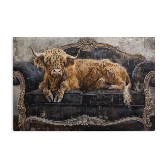 Stupell Industries Cozy Couch Highland Cow Canvas Wall Art, design by Tina LeCour