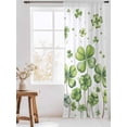 thumbnail image 3 of Sheer Curtains 96 Inches Long, St. Patrick's Day Semi Sheer Curtains Light Filtering Window Treatment, Spring Sage Green Four Leaf Grass Privacy Voile Drapes for Living Room Bedroom 52x96 Inch, 3 of 7