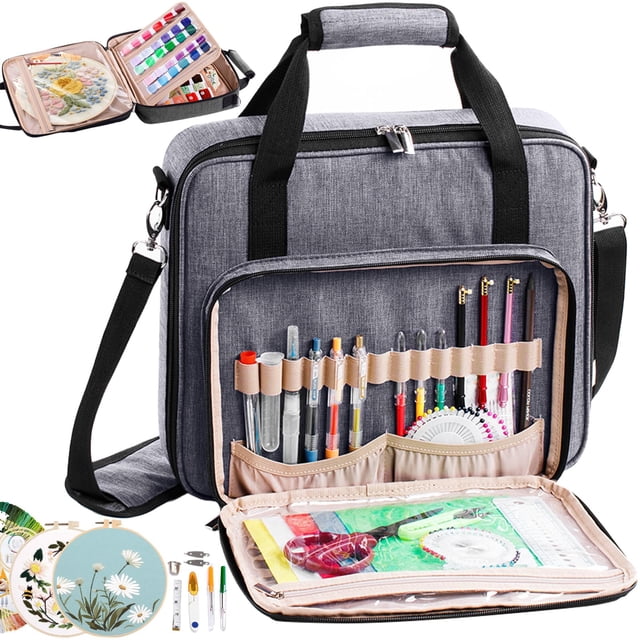 Bolsa de bordado para proyectos MYBAGZING, grande, con almacenamiento y organizador