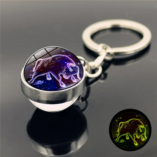 Llaveros para mujer, llavero de billetera, llavero de auto, llavero lindo, llavero con doce colgantes de vidrio luminoso, llavero de metal con aerosol para quitar llaves.