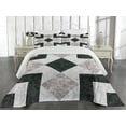 thumbnail image 2 of Ambesonne Marble Print Quilted Coverlet 3 Pcs, Marble Effect, Queen Size, Black Beige, 2 of 4
