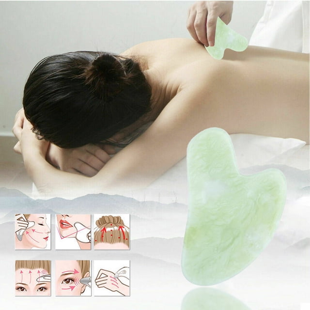 Herramienta de Gua Sha de Cuarzo Rosa para Raspado Facial | Piedra Natural para Masaje de Cara, Cuello y Cuerpo | Reducción de Arrugas Antienvejecimiento | Alivio de Estrés | 8 x 5.8cm | 1 Pieza