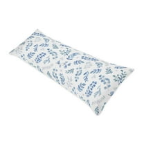 Sweet Jojo Designs Botanical Blue and White Body Pillow Cover Case 54x20 (Pillow Not Included)
