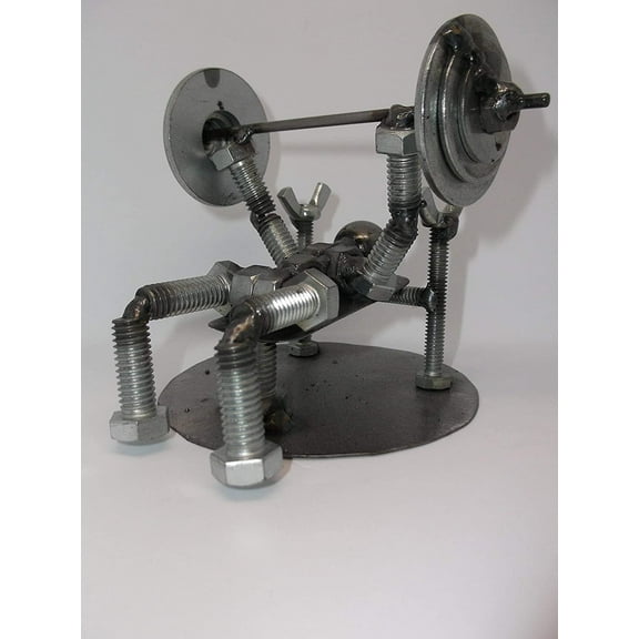 Bench Press Weight Lifter Metal Bolt Figurine