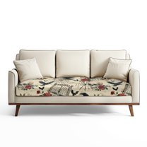 Renewold Skull Crow Bat Rose Stretch Couch Seat Cushion Cover Separate Sofa Seat Cushion Cover Flexibility Sofa Seat Cover Washable Stay in Place for Halloween Home Decor, L