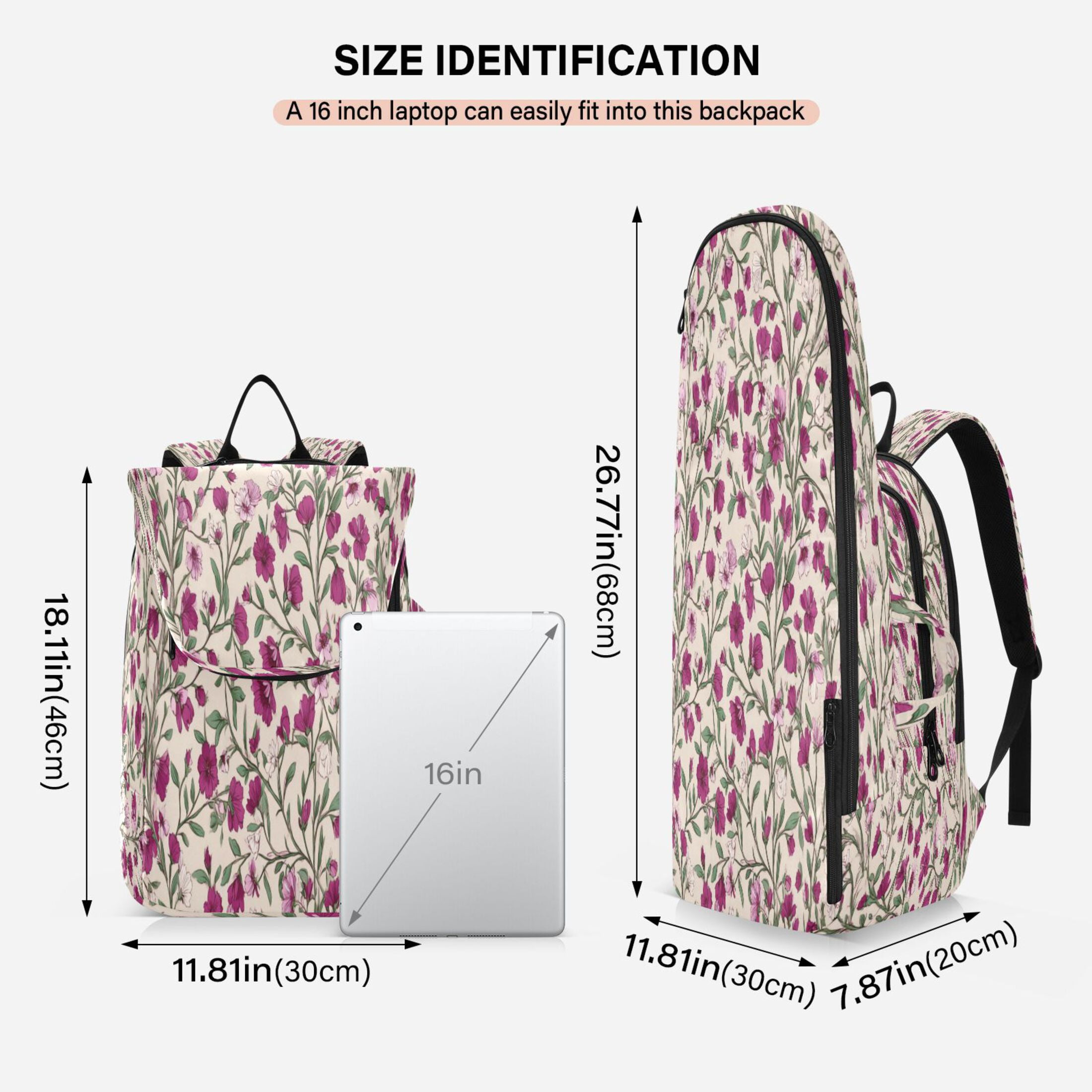 2 Racquet Holder Tennis Backpack Tennis Racket Covers Gym Bags Red-pink Magenta Flowers