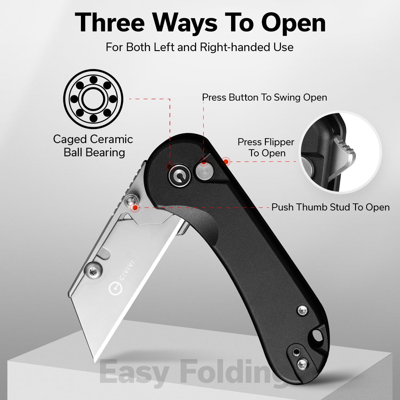 CIVIVI Elementum Utility Pocket Knife Box Cutter Set with 3Pcs Extra Razor Blades C23039B-1
