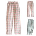 thumbnail image 4 of WREESH Womens Plaid Pajama Pants Fall Fashion Casual Comfortable Elastic Waist Bandage Pajama Full Length Pants Blue, 4 of 4