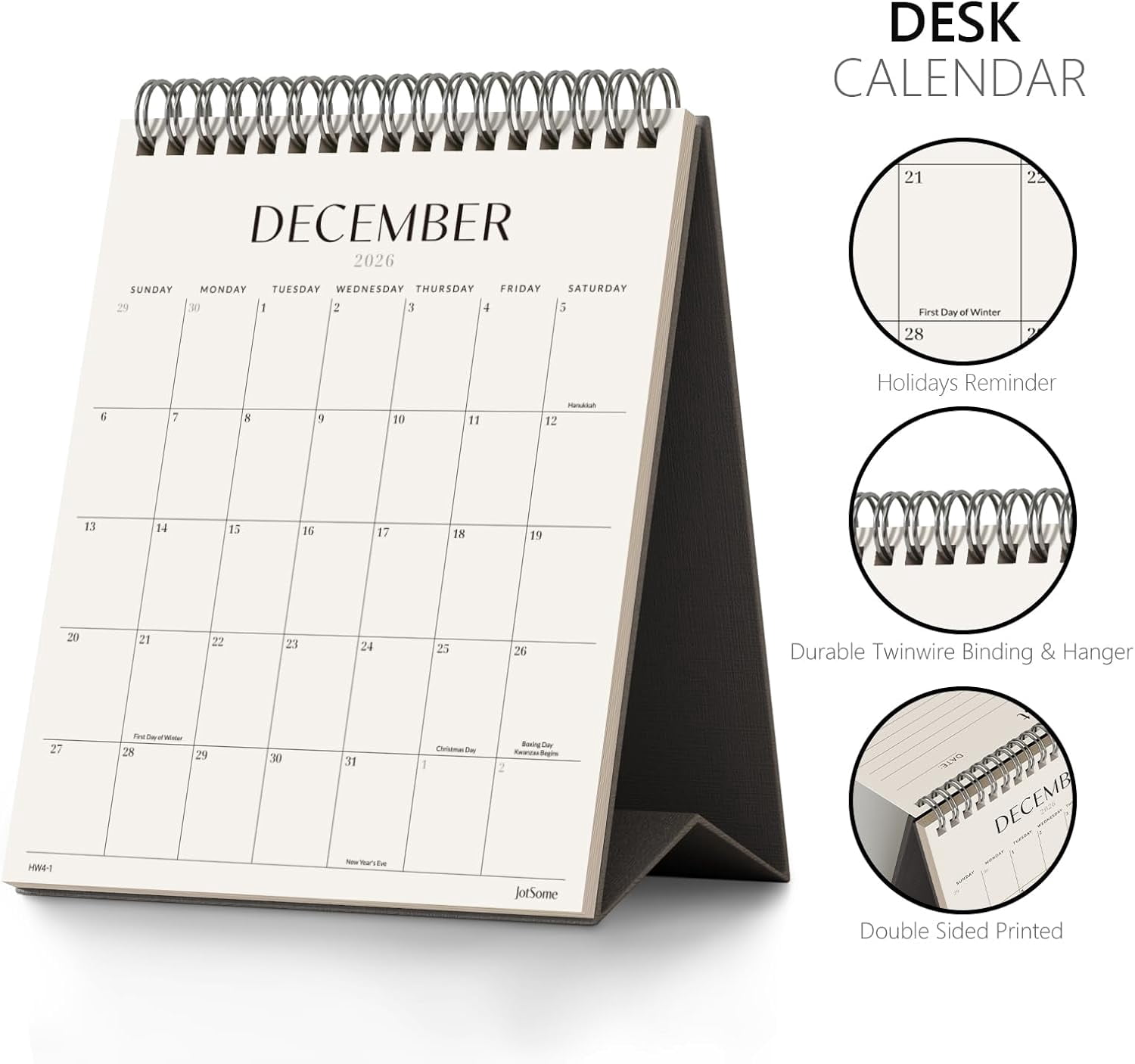 Desk Calendar 2026-2027, Small Standing Flip Desktop From Now to June 2027 for Home and Office, Easy Organizing (Black, Small)