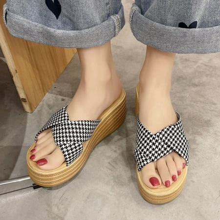 

NECHOLOGY Rubber Sandals for Women Fashion Summer Women Sandals Wedge Heel Middle Heel Thick Sole Womens Cove Sandals White 7.5