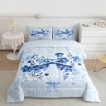 thumbnail image 2 of jejeloiu Blue Bowknot Bow Full Size Comforter Sets,Retro Bohemian Floral Bedding Sets For Girls Kids Reversible 3pcs, 2 of 8