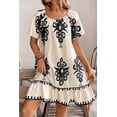 thumbnail image 6 of Women's Apricot Western Print Ruffled Short Sleeve Loose Dress - [ZhiHiMeRi] | (US 20-22)2XL, 6 of 12
