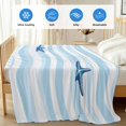 thumbnail image 4 of Blue White Striped Cooling Blanket, Lightweight Breathable Summer Throw Blanket with Double Sided Cold Effect, Starfish Coastal Waves Picnic Beach Blankets Bed Sheet for Hot Sleepers 40"x60", 4 of 8